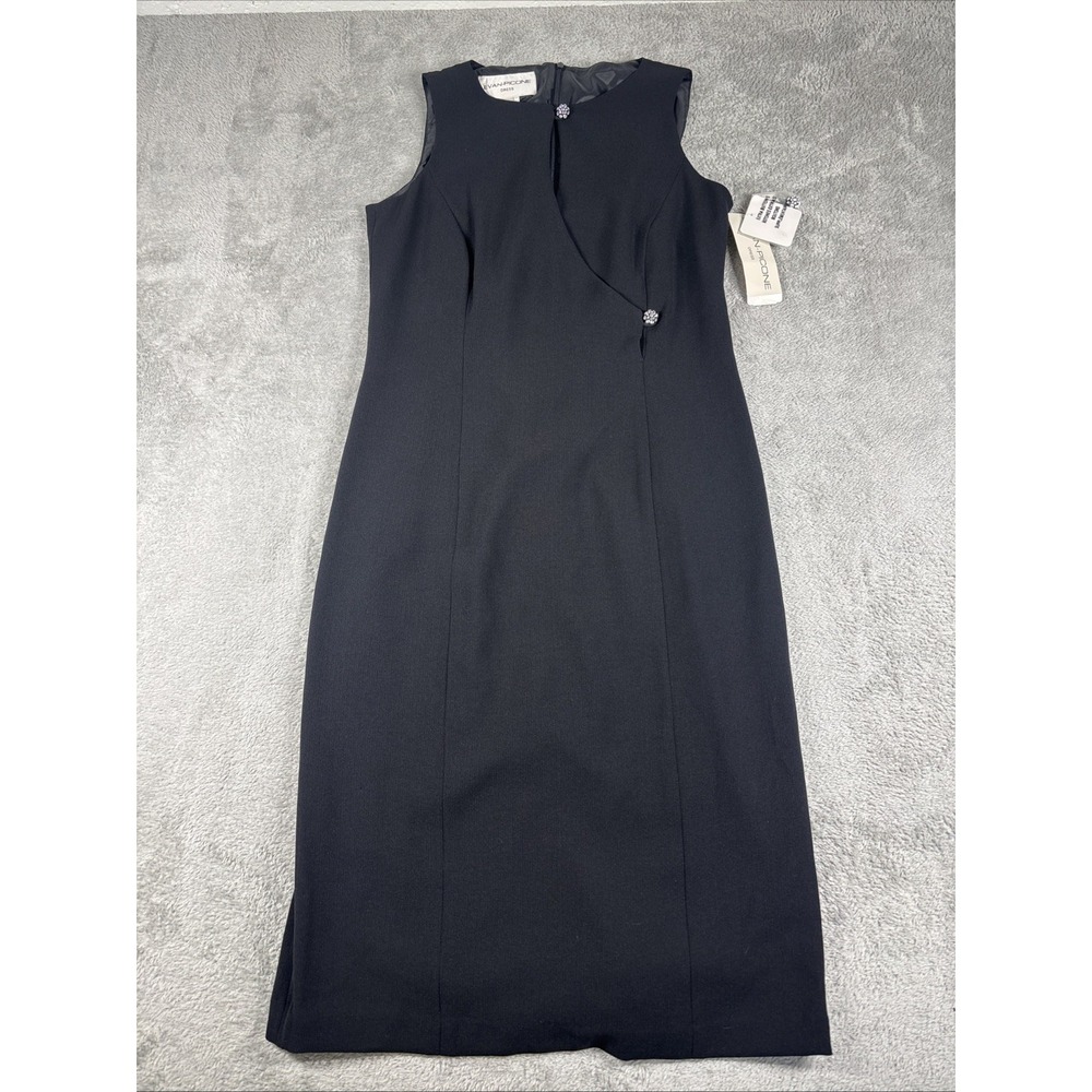 Evan-Picone Women's Sleeveless Elegant Embellished Sheath Dress Black Size 4 New